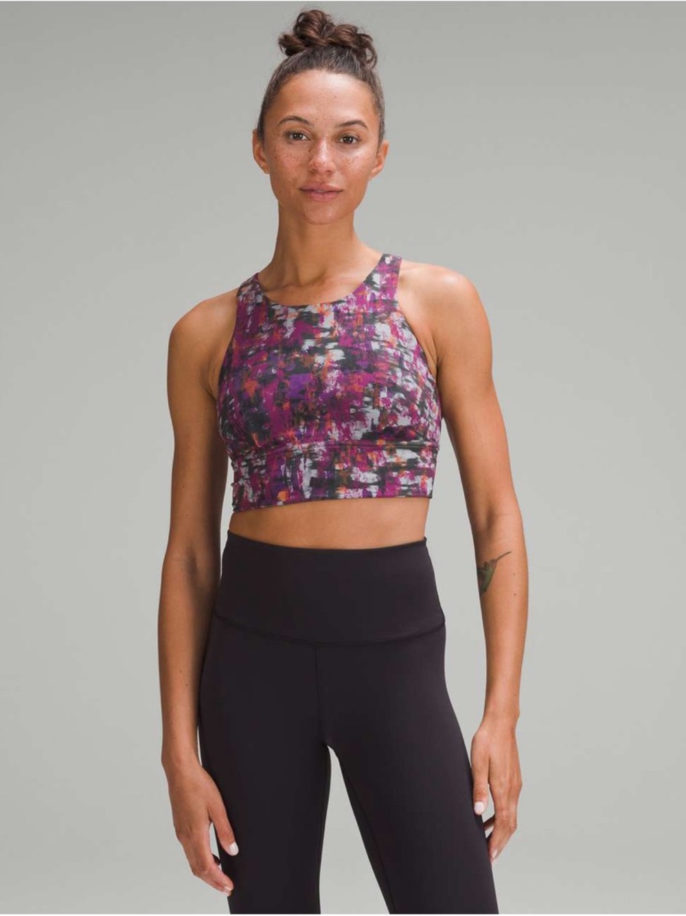 91. Lululemon Wunder Train Longline Bra C/D Cup Cinder Flash Multi purple